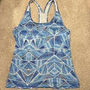 CHAMPION Duo Dry Breathable Workout Tank Top Blue/White Geometric Wmns Size M